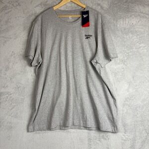 Reebok Identity Mens T-Shirt 2XL Grey Heather Embroidered Logo New With Tags